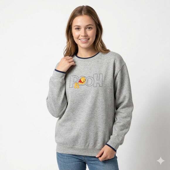 Walt Disney Tops - Vintage‎ Disney Winnie The Pooh Embroidered Sweatshirt - Grey & Navy - Large